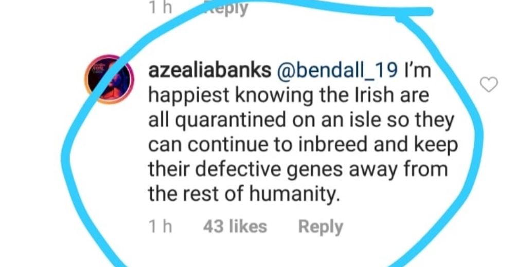 Banks, Rapper Azealia Banks Tells The Irish To Go Die In The Famine