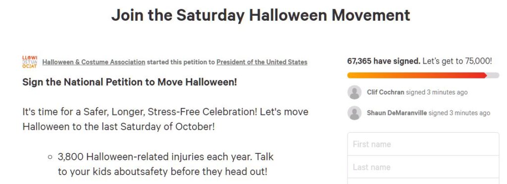 , Petition To Move Halloween Sees Surge In Popularity