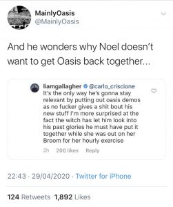 Liam Gallagher Reacts To Noel's Demo Release, Liam Gallagher Reacts To Noel&#8217;s Demo Release