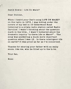 Bono Bowie Letter