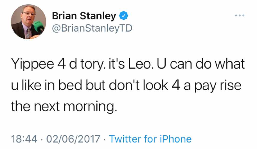 Sinn Fein Brian Stanley Leo Gat Tweet