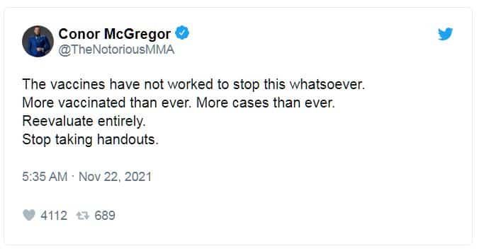 Conor McGregor Twitter Vaccines