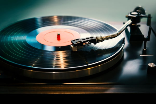 vinyl record on a turntable
