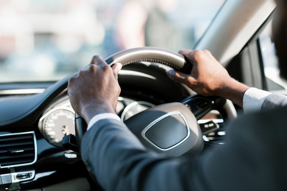 Man driving car