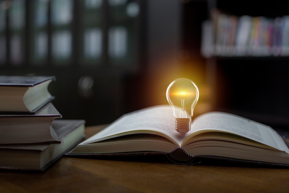 Lightbulb, book