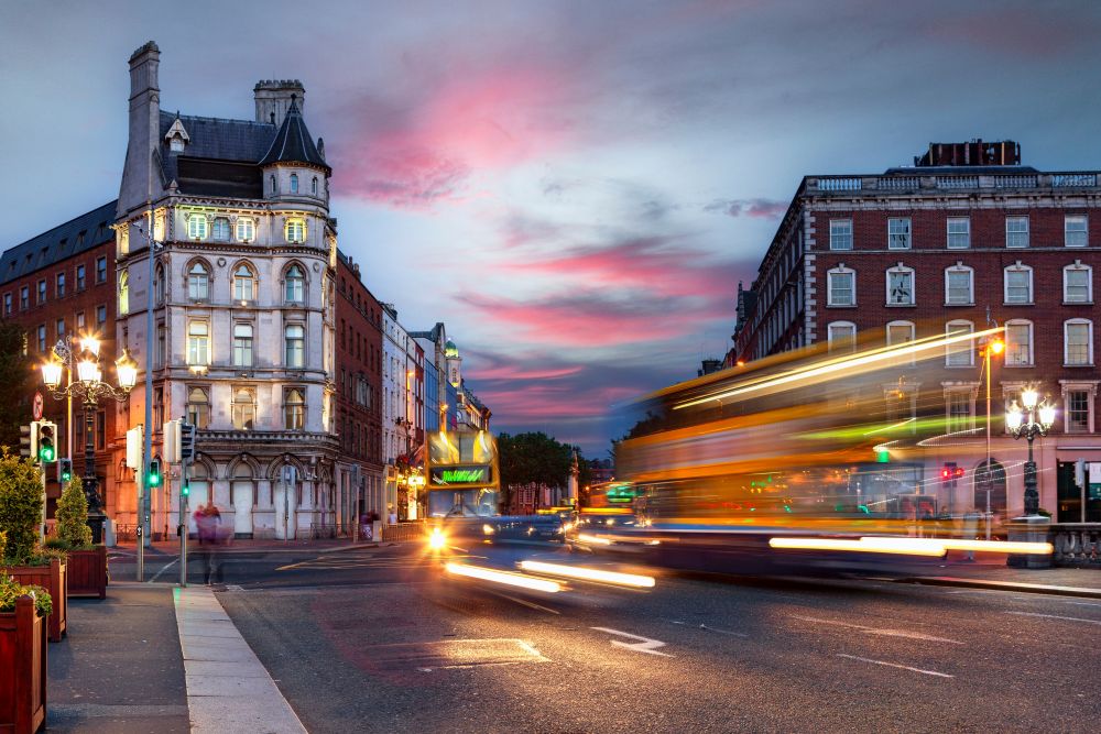 Dublin bus at night