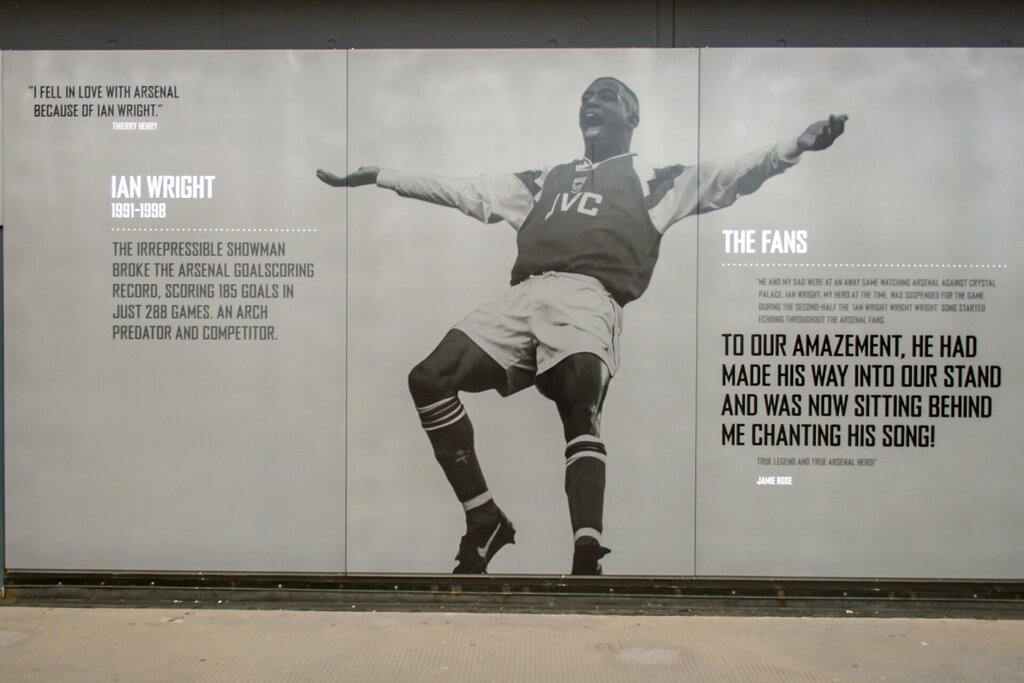 Emirates Stadium homage to Arsenal legend Ian Wright. Berm Teerawat, Shutterstock