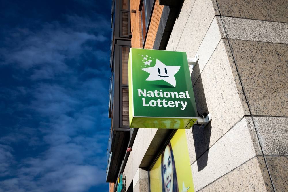 Irish National Lottery shop sign in Dublin. Electric Egg, Shutterstock