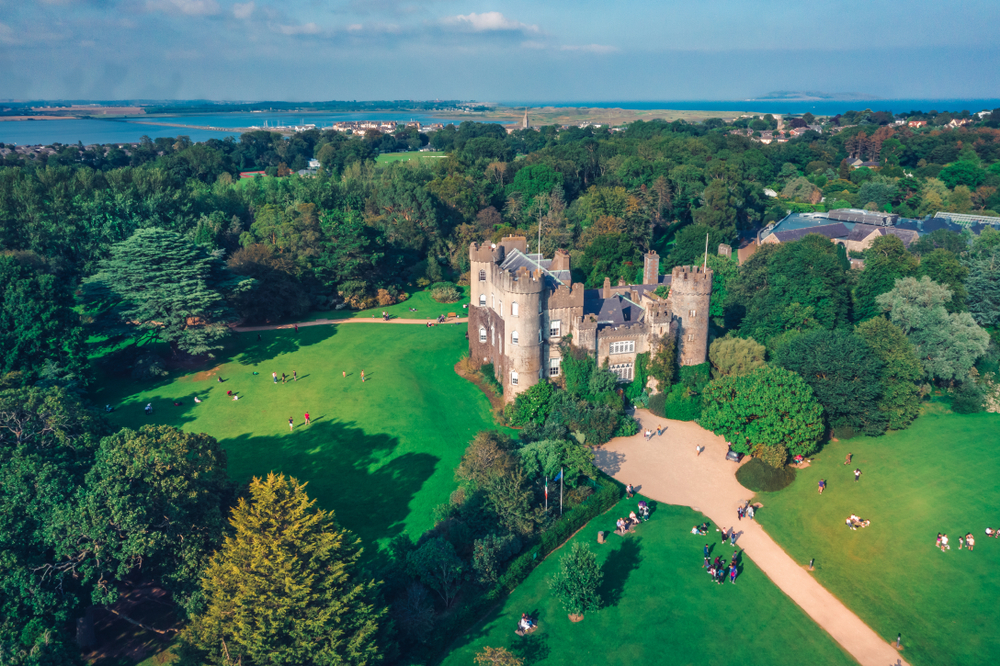 Study Reveals Top 10 Castles In Ireland 5 Aerial drone view of Malahide castle in Dublin, Ireland. Shutterstock