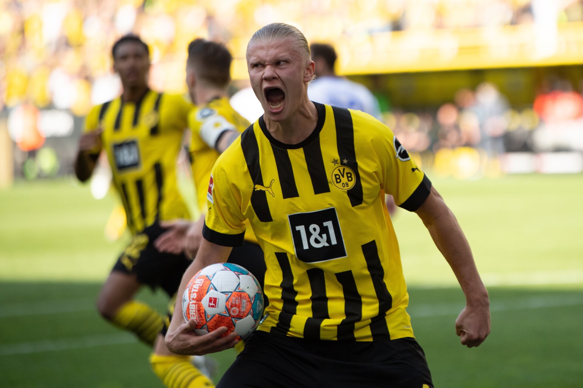 Erling Haaland, 2022 match of Dortmund Berlin. Vitalli Vitleo, Shutterstock