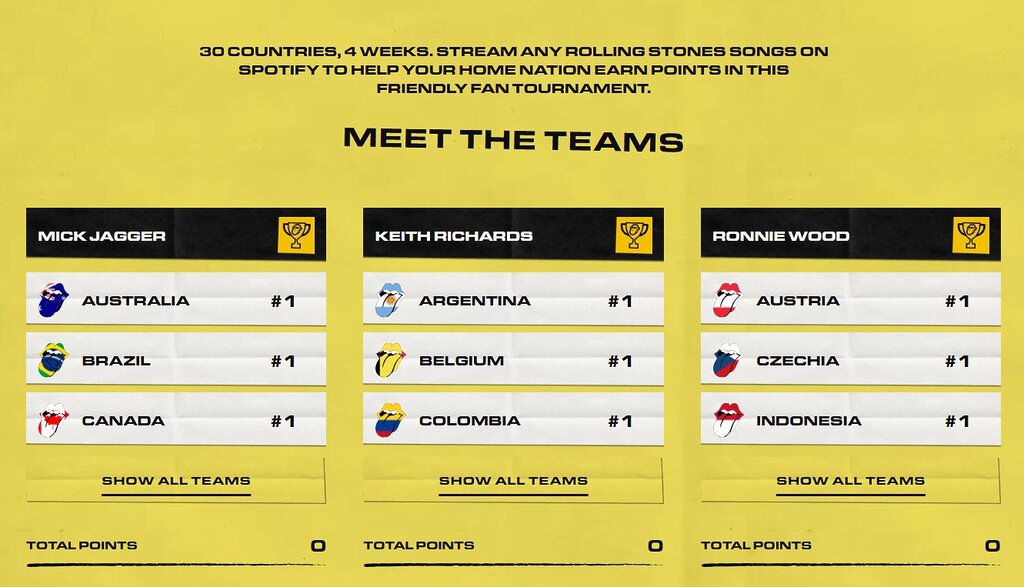 The Rolling Stones Announce Streaming World Cup - Who Will Come Out On Top? 3 Rolling Stones Streaming World Cup©