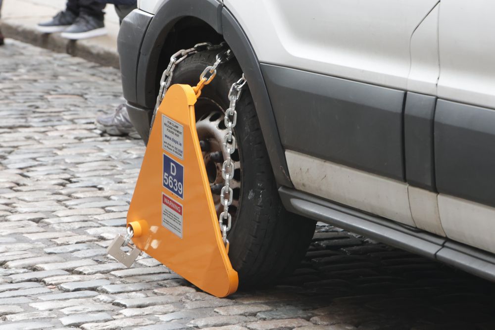 Car clamped