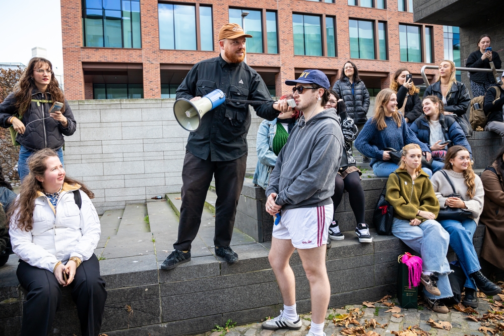 Jack Wall O'Reilly, winner of the Paul Mescal lookalike context with host Marcus O'Laoire in November 2024, Dublin, Ireland. Photo credit Liam Paul Murphy Pics, Shutterstock